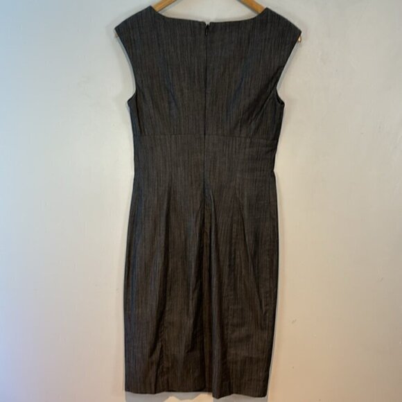 Calvin Klein Womens Sheath Dress Gray Sleeveless Square Neck Zip Pleated Size 2 - Picture 5 of 7